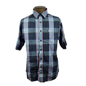 Southpole Hexagon Product Shirt Mens L Multicolored Plaid Short Sleeve Button-Up